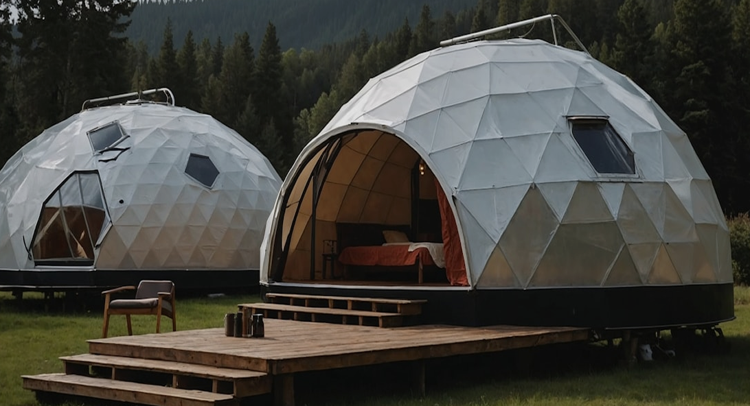 Modern glamping domes